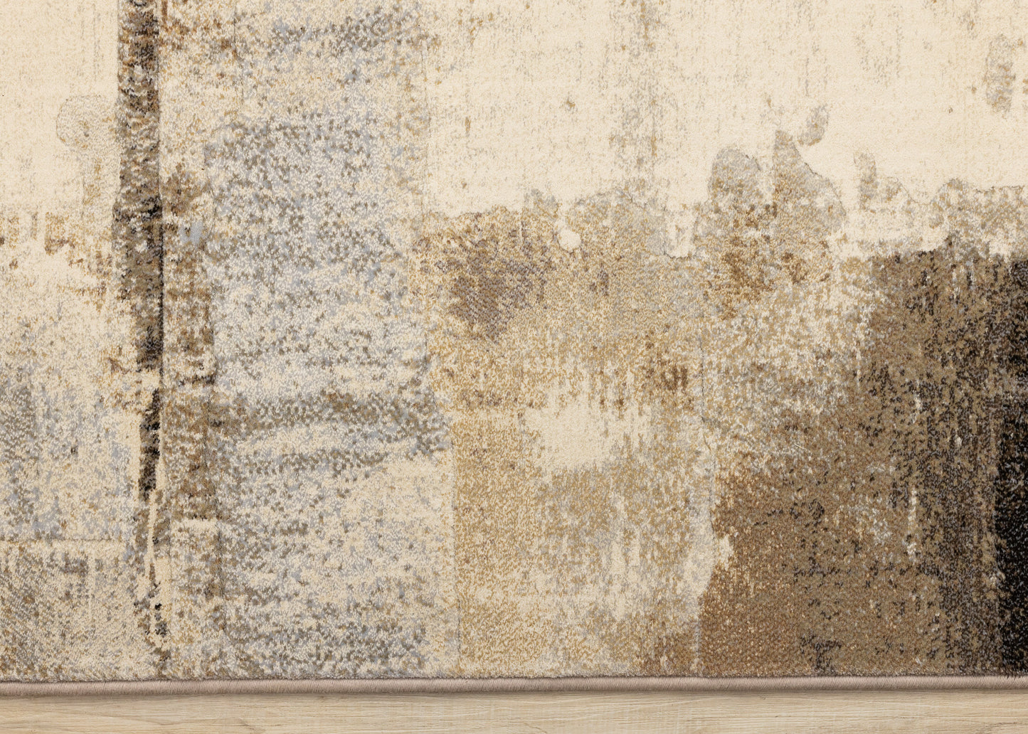 Contemporary Distressed Geometric Cream Area Rug