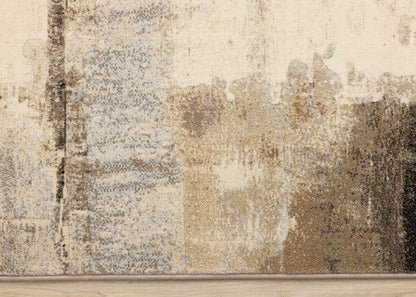 Contemporary Distressed Geometric Cream Area Rug