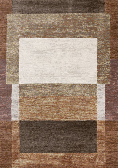 Contemporary Border Distressed Orange Area Rug