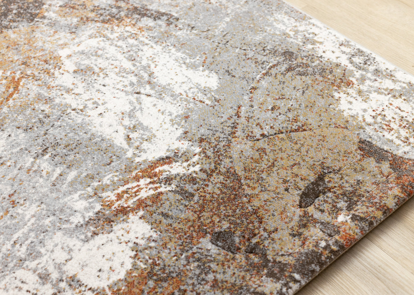 Contemporary Border Distressed Grey Area Rug