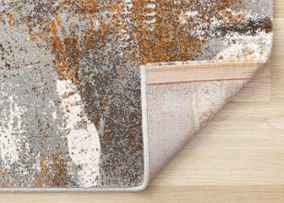 Contemporary Border Distressed Grey Area Rug