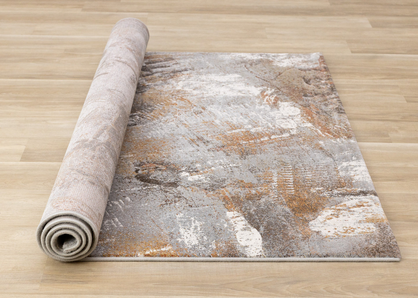 Contemporary Border Distressed Grey Area Rug