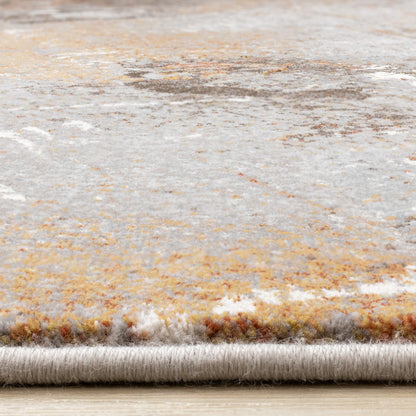 Contemporary Border Distressed Grey Area Rug