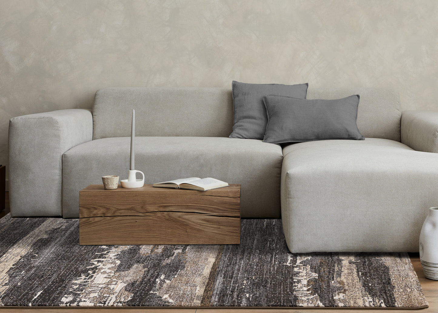 Contemporary Distressed Organic Grey Area Rug