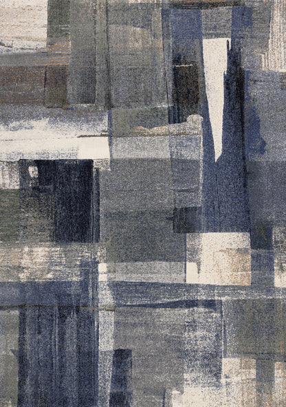 Contemporary Distressed Organic Blue Area Rug-1