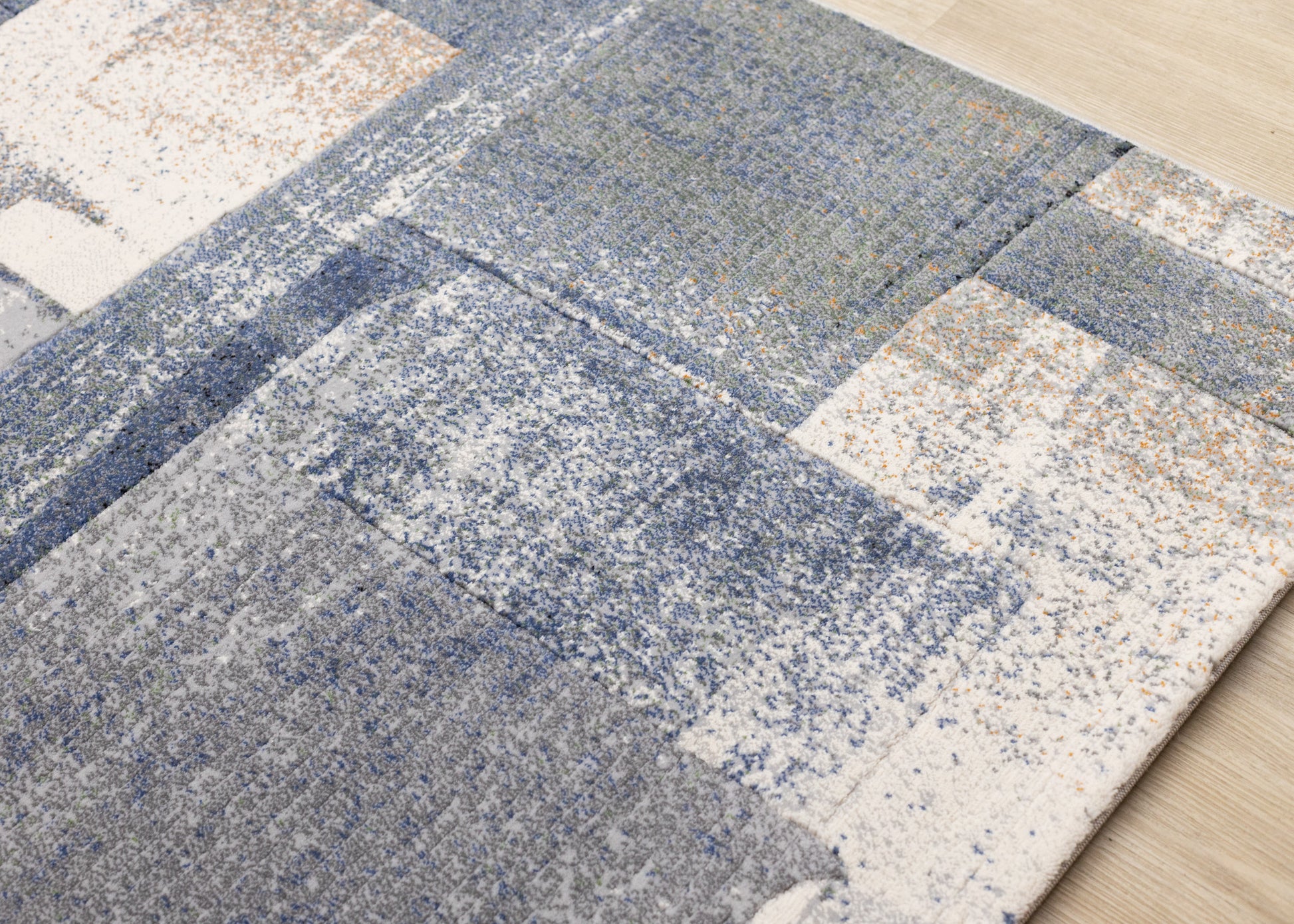 Contemporary Distressed Organic Blue Area Rug-4
