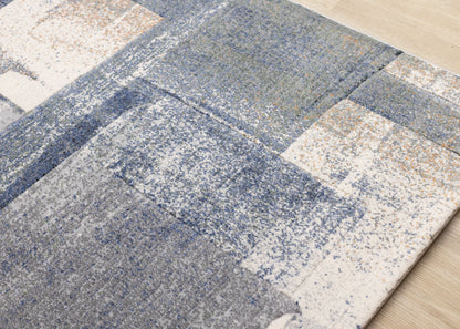 Contemporary Distressed Organic Blue Area Rug-4
