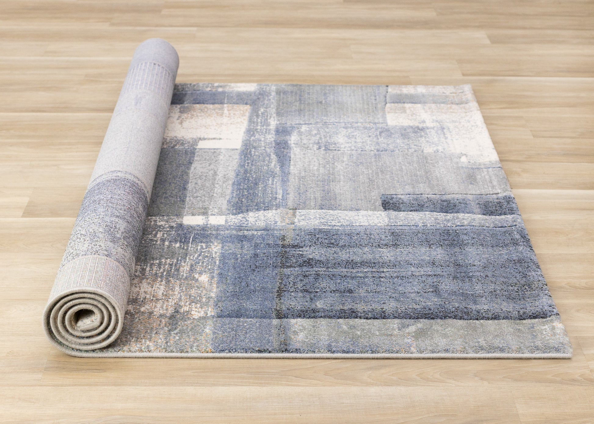 Contemporary Distressed Organic Blue Area Rug-7