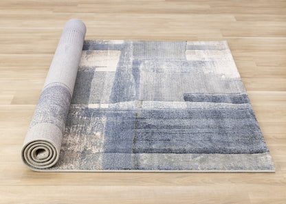 Contemporary Distressed Organic Blue Area Rug-7