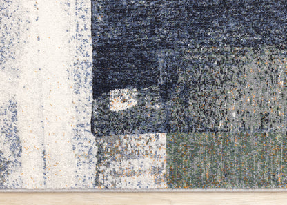 Contemporary Distressed Organic Blue Area Rug-8