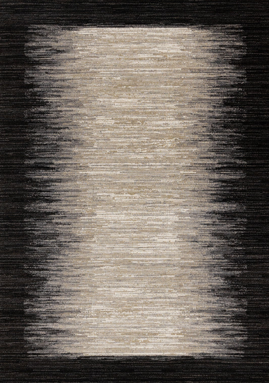 Contemporary Border Distressed Black Area Rug