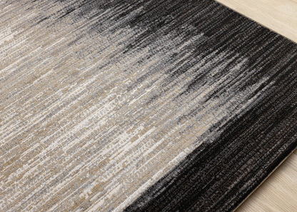 Contemporary Border Distressed Black Area Rug-4