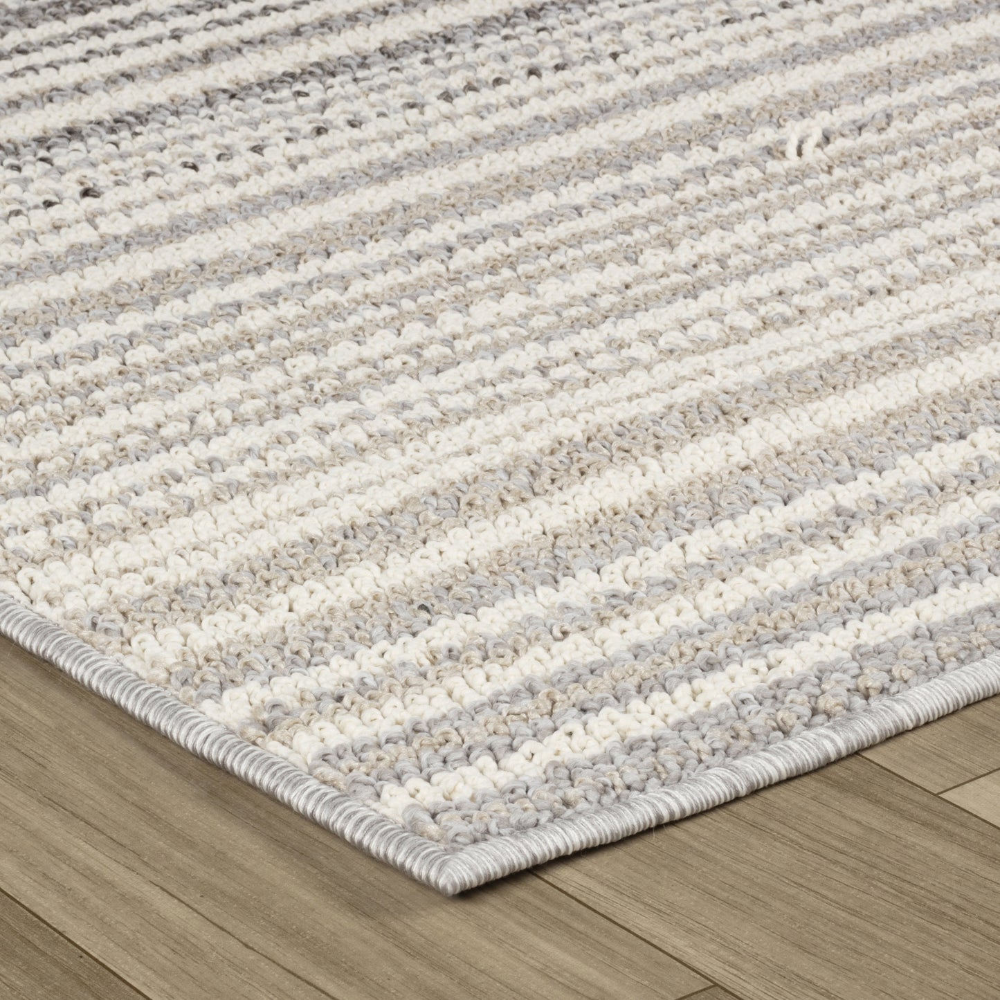 Sena Striped Contemporary Grey and Beige Indoor Rug