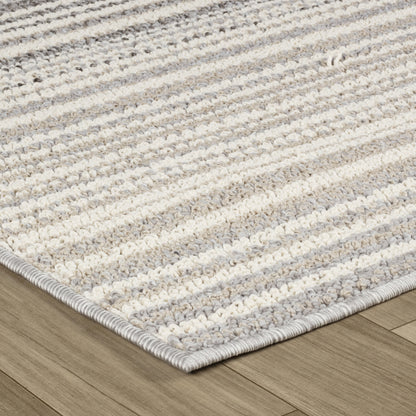 Sena Striped Contemporary Grey and Beige Indoor Rug