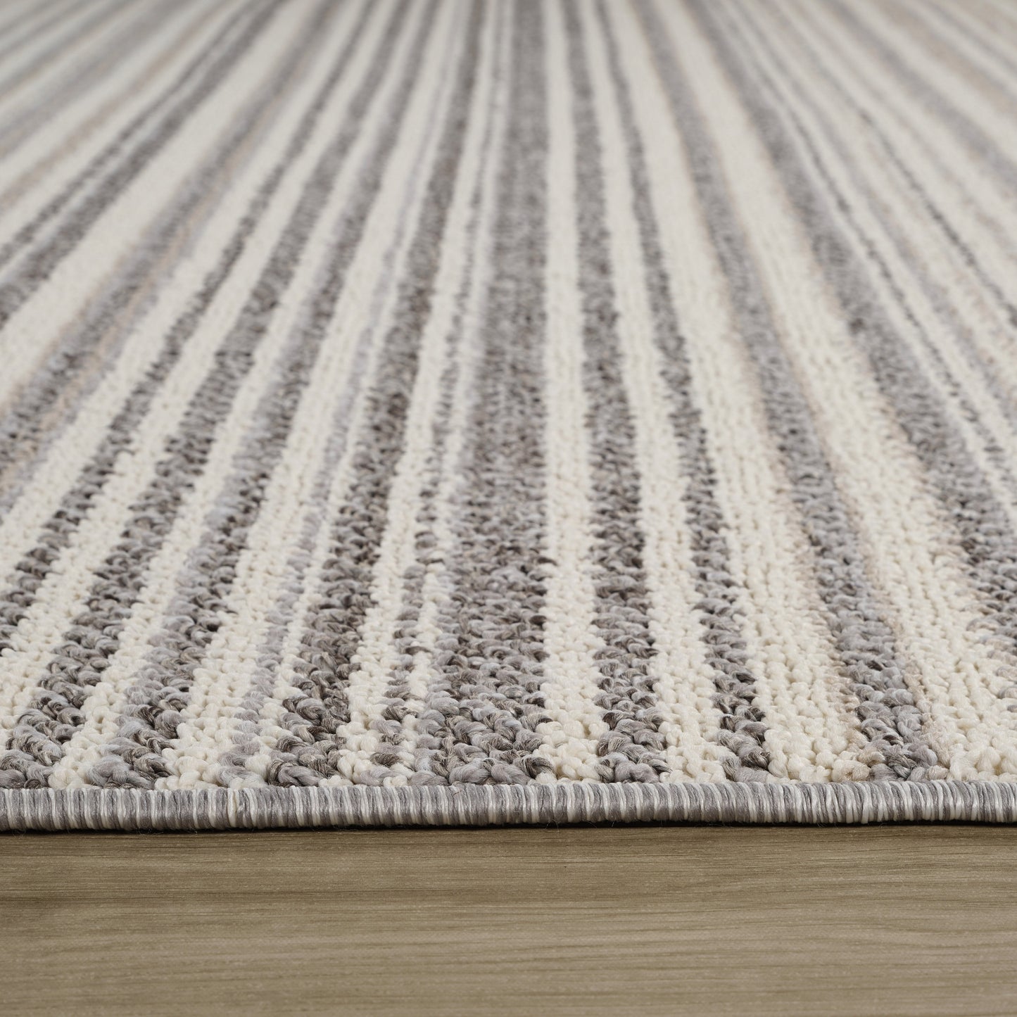 Sena Striped Contemporary Grey and Beige Indoor Rug