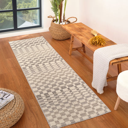 Kashi Geometric Contemporary Grey and Beige Indoor Rug