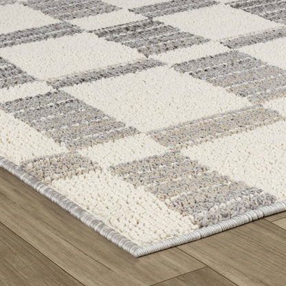 Kashi Geometric Contemporary Grey and Beige Indoor Rug