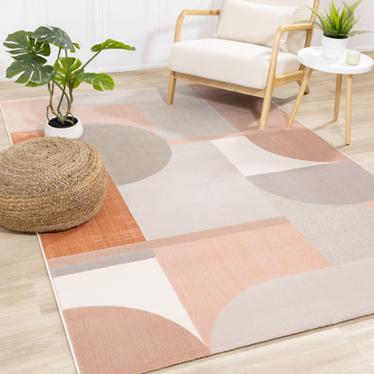 Modern Geometric Pink Area Rug-2
