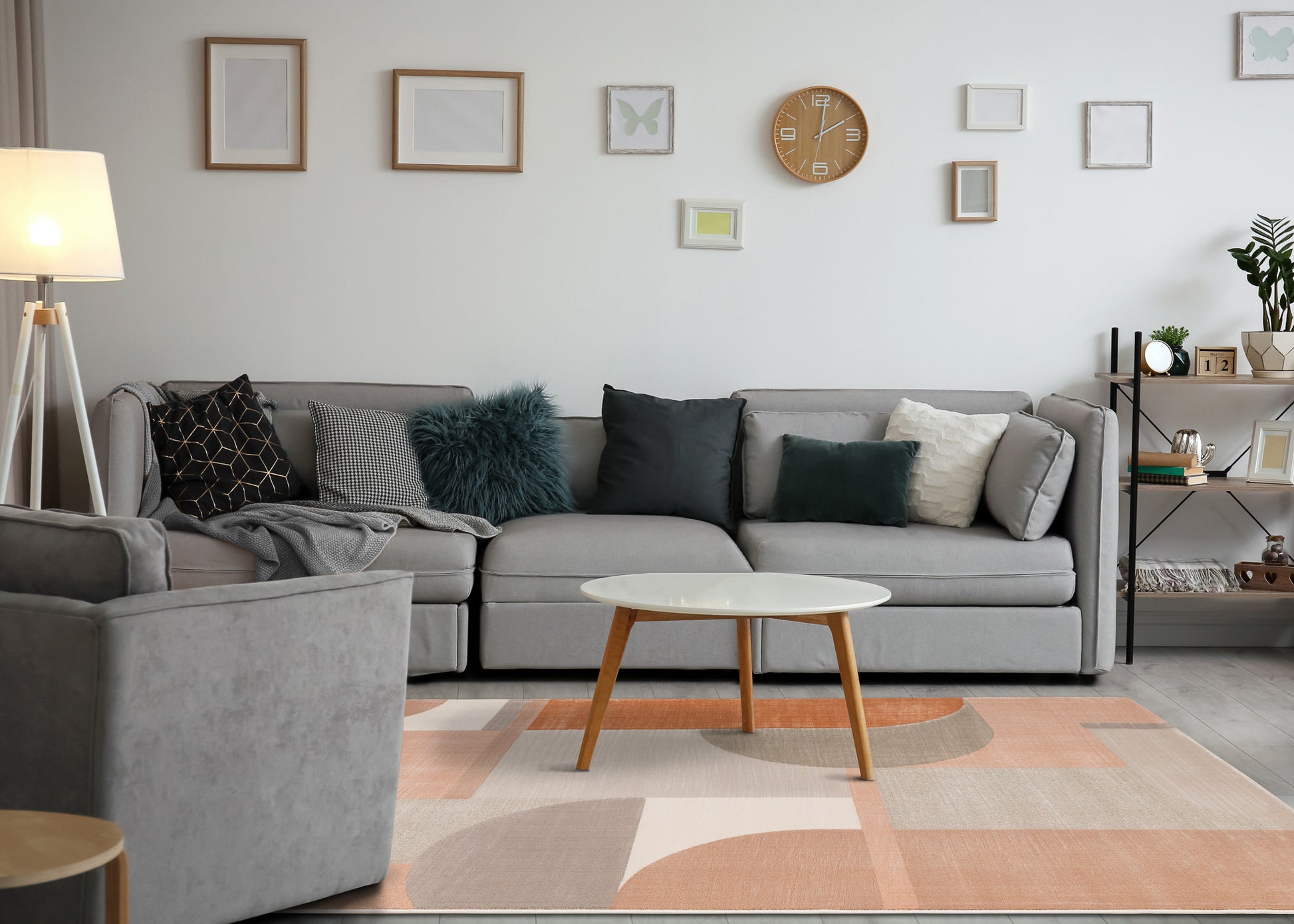 Modern Geometric Pink Area Rug-3