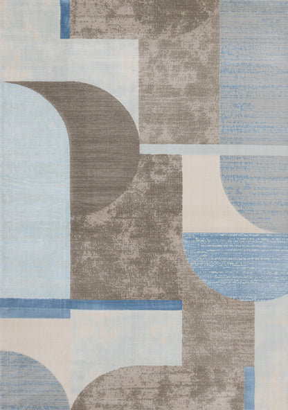 Contemporary Geometric Blue Area Rug