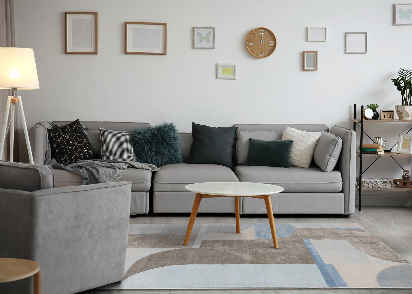 Contemporary Geometric Blue Area Rug