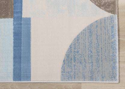 Contemporary Geometric Blue Area Rug