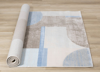 Contemporary Geometric Blue Area Rug