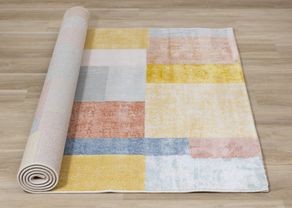Contemporary Geometric Yellow Area Rug
