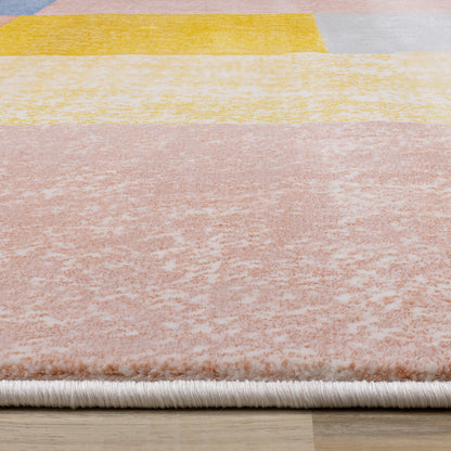 Contemporary Geometric Yellow Area Rug