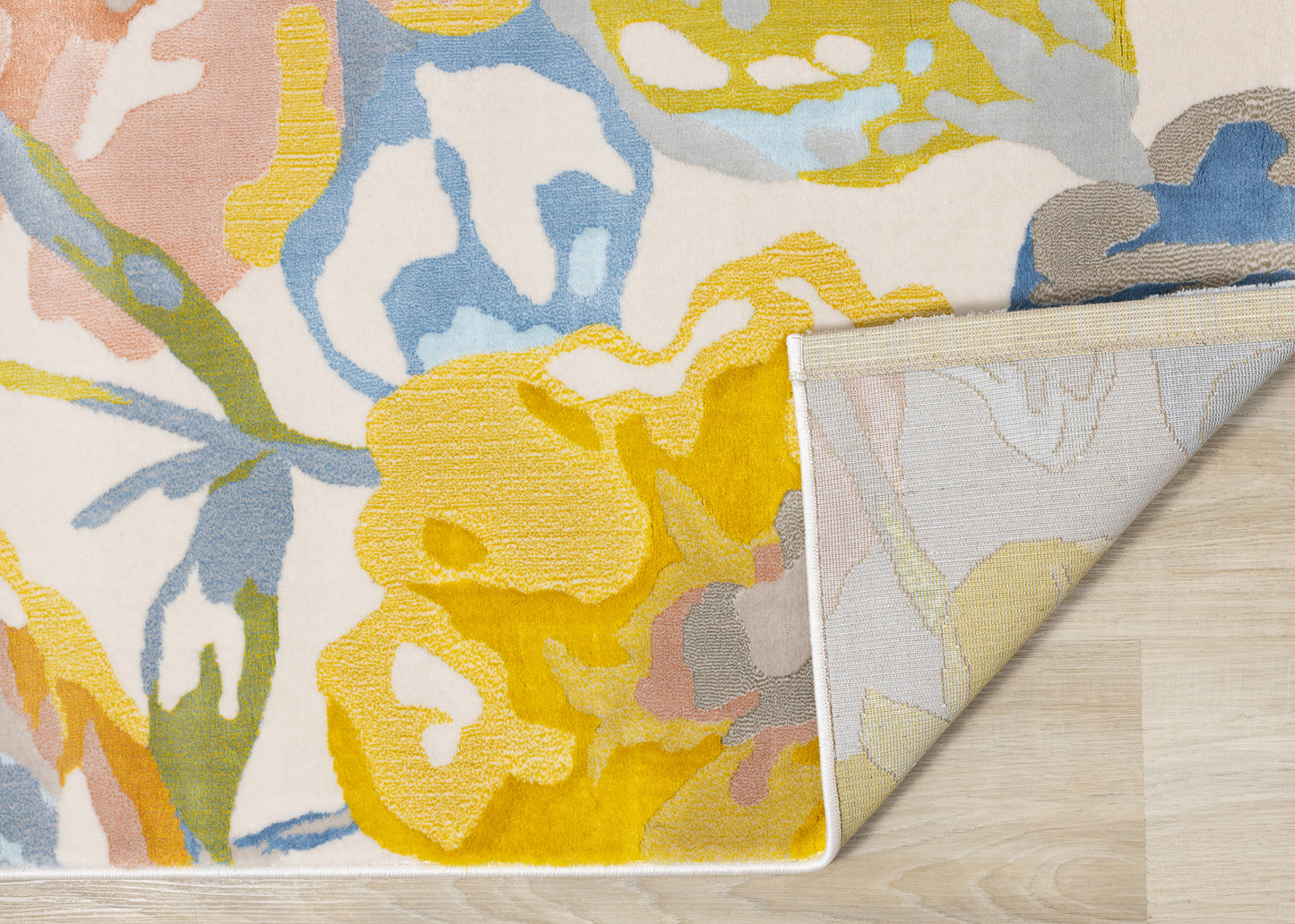 Contemporary Botanical Yellow Area Rug