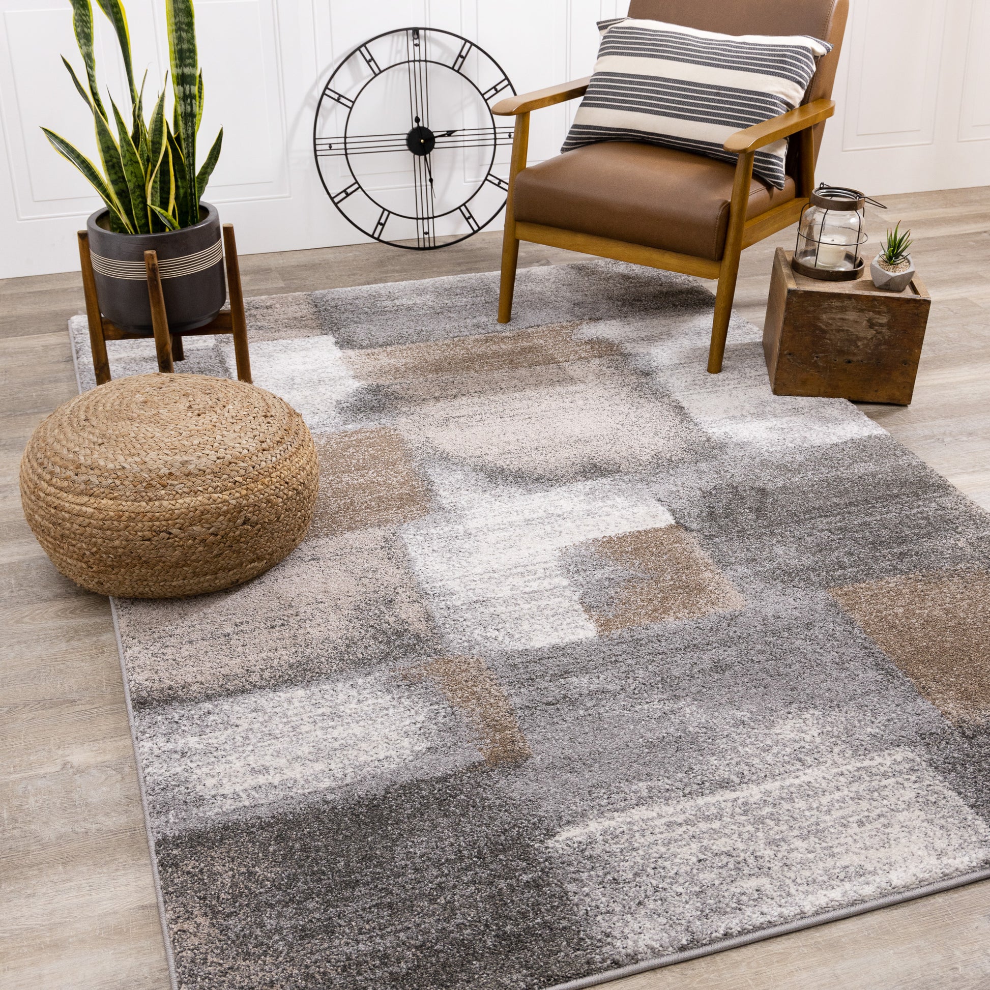 Contemporary Geometric Blue Area Rug-2