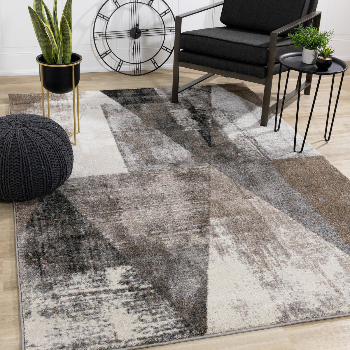 Tapis géométrique contemporain pour intérieur