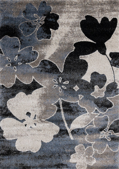 Contemporary Botanical Blue Area Rug-1