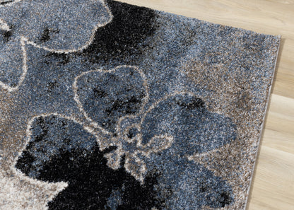Contemporary Botanical Blue Area Rug-3