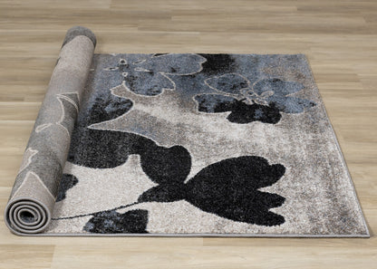 Contemporary Botanical Blue Area Rug-6