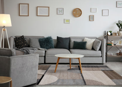 Contemporary Geometric Cream Area Rug-3