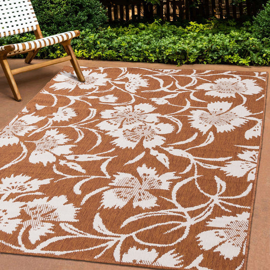 Contemporary Botanical Orange Area Rug