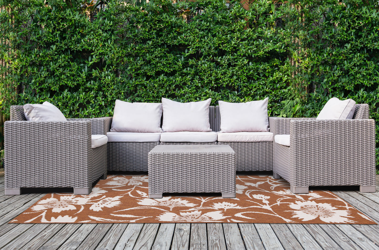 Contemporary Botanical Orange Area Rug