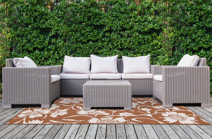 Contemporary Botanical Orange Area Rug