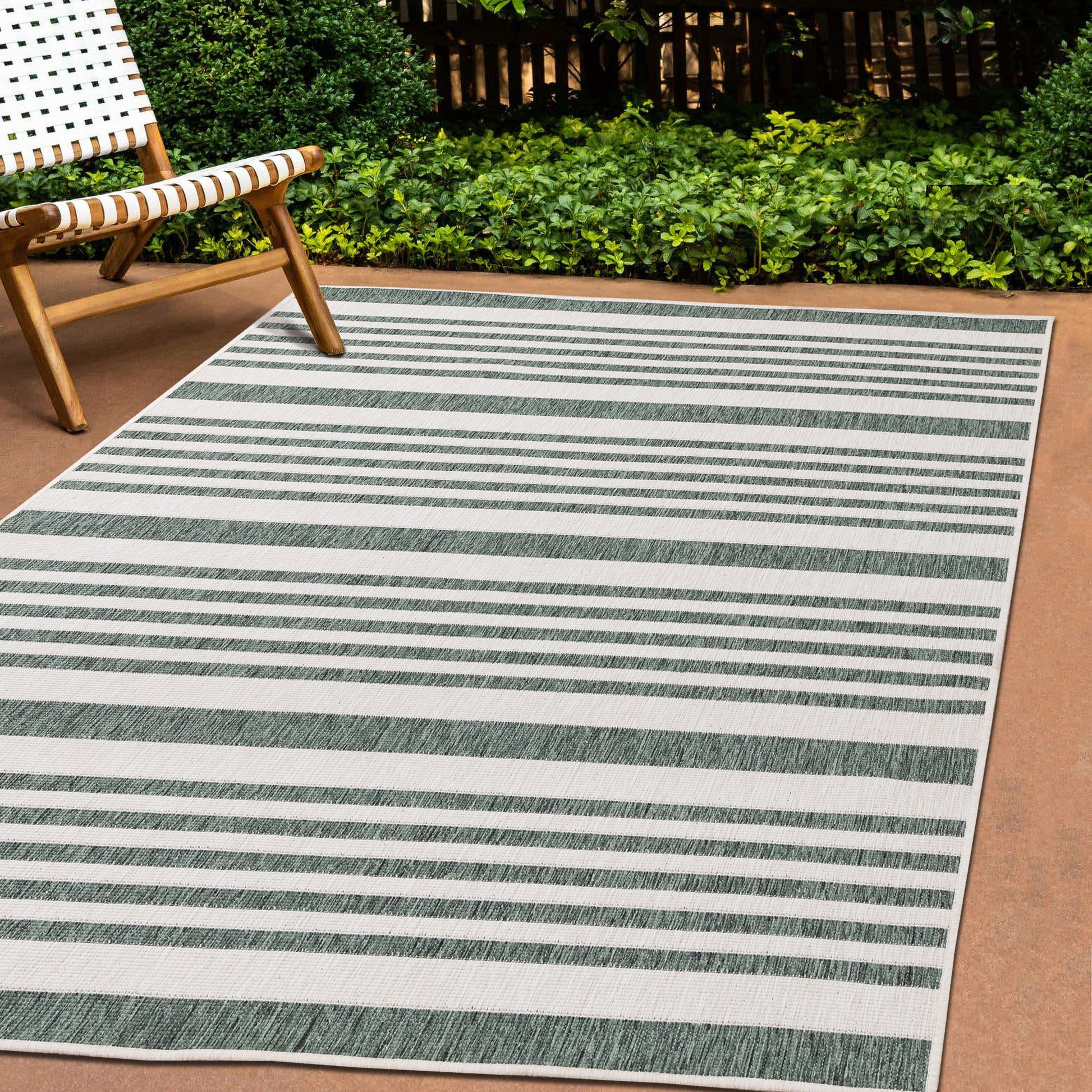 Contemporary Stripes Green Area Rug-2