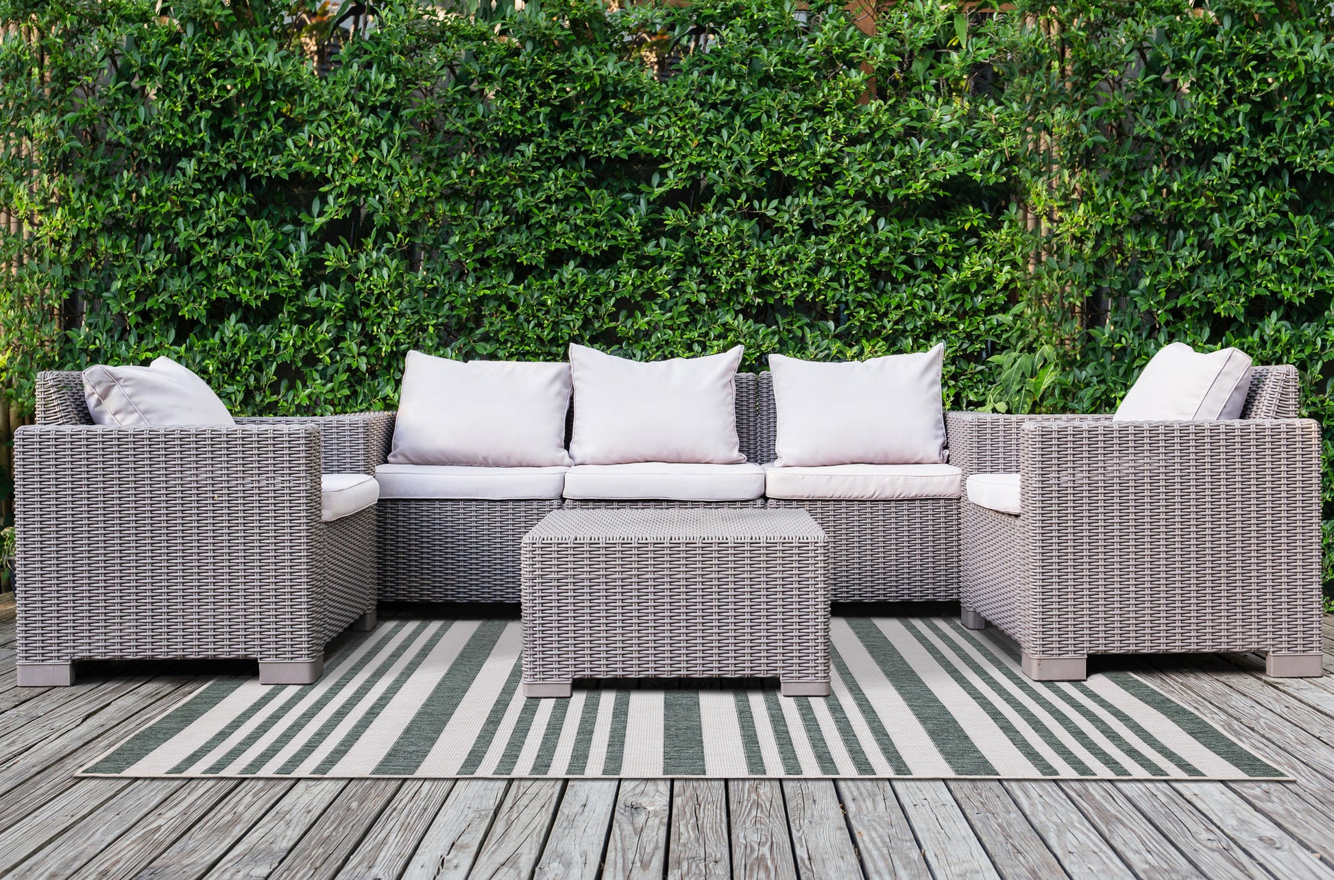 Contemporary Stripes Green Area Rug-3
