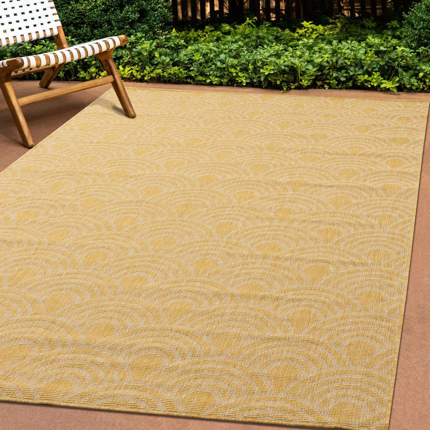 Outdoor Geometric Yellow Area Rug-2