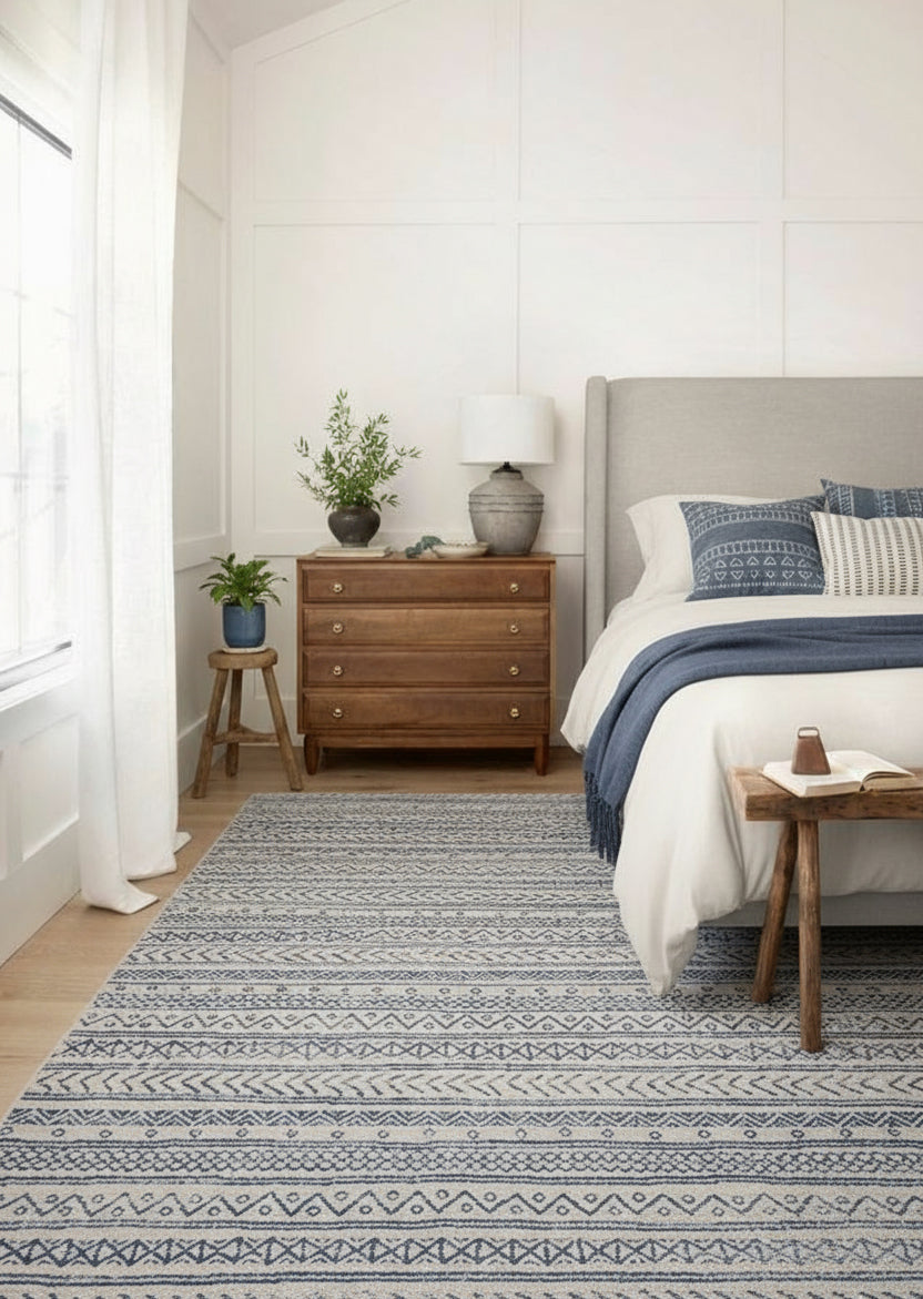 Azura Boho Contemporary Blue Indoor Rug