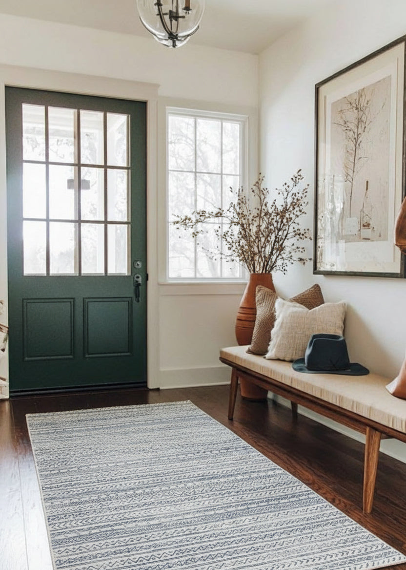 Azura Boho Contemporary Blue Indoor Rug