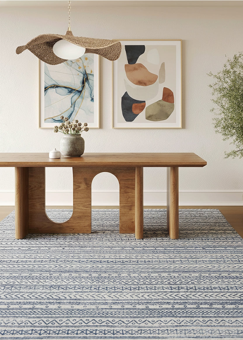 Azura Boho Contemporary Blue Indoor Rug