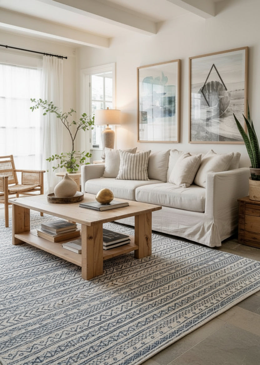 Azura Boho Contemporary Blue Indoor Rug