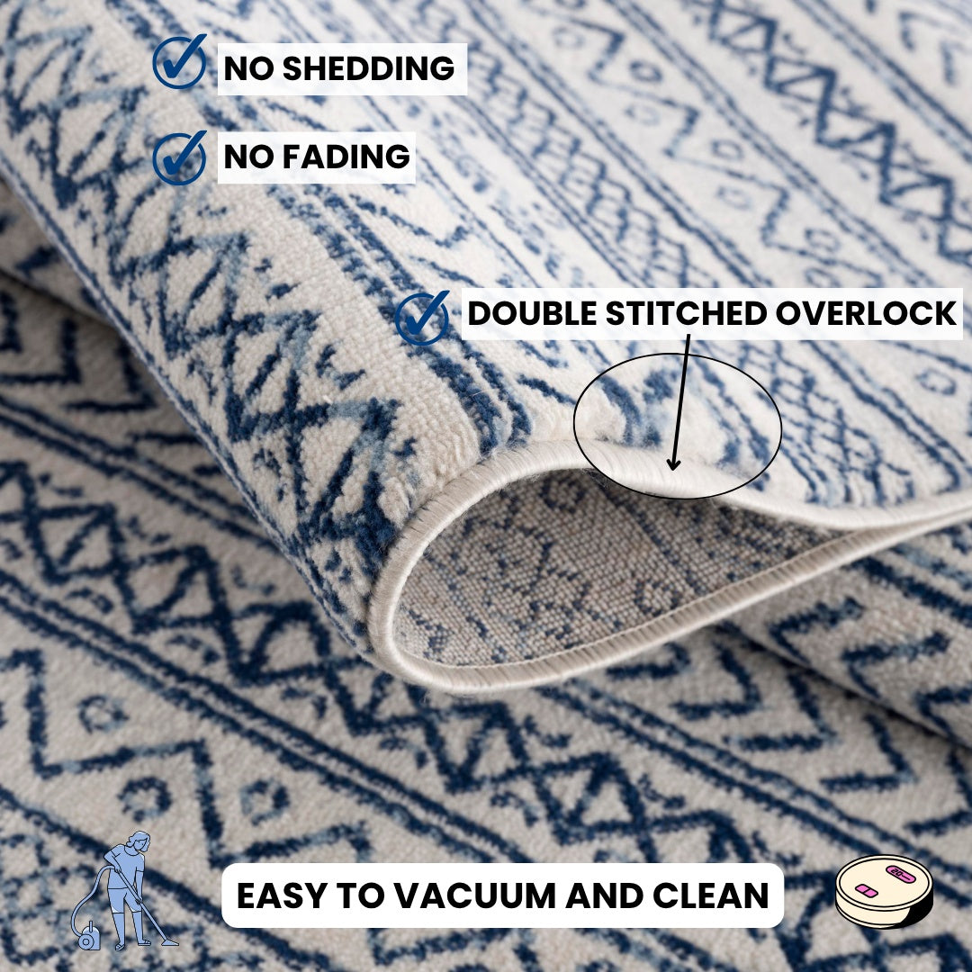 Azura Boho Contemporary Blue Indoor Rug