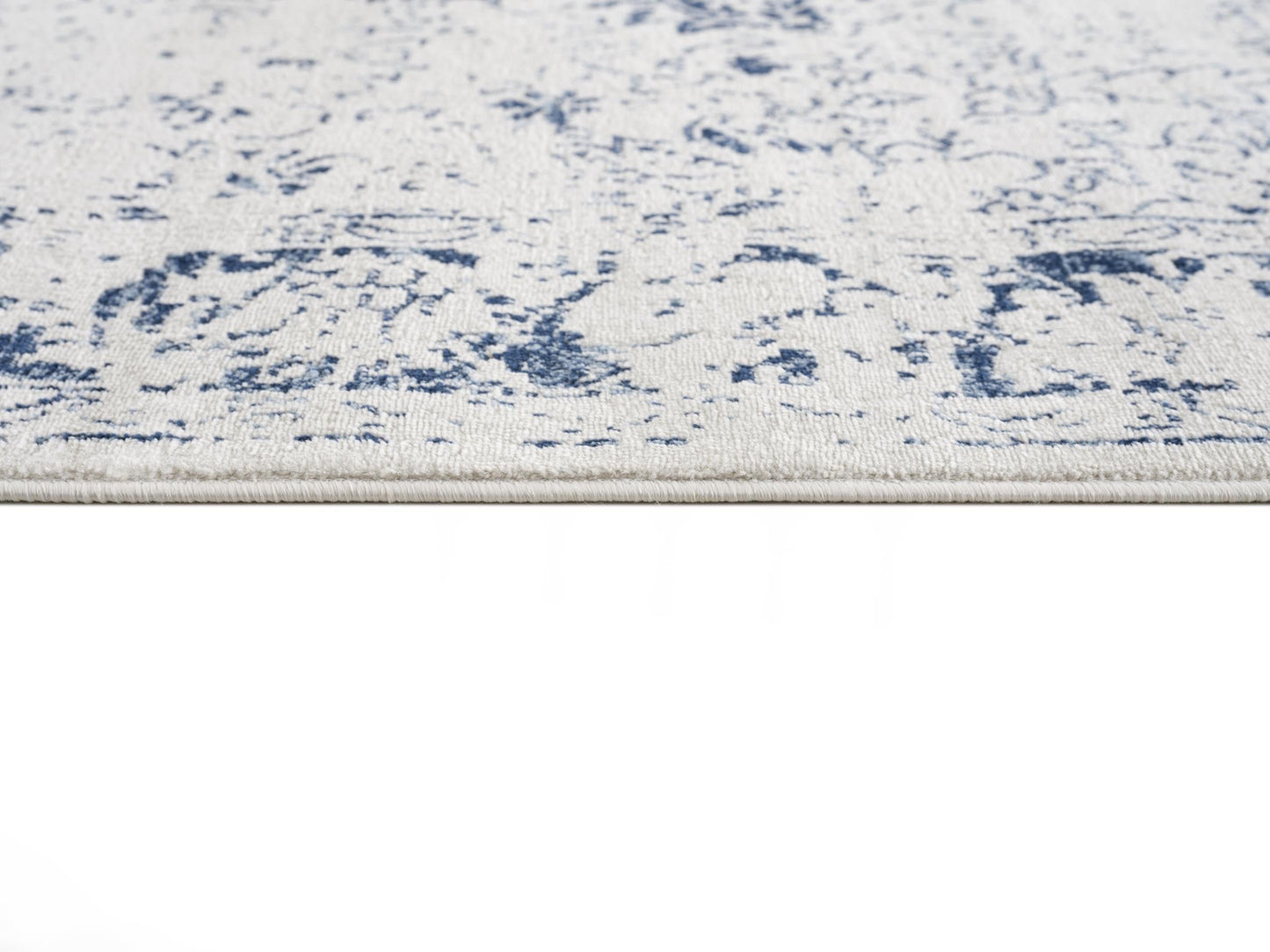 Naveen Floral Medallion Contemporary Navy Blue and Cream Indoor Rug-27