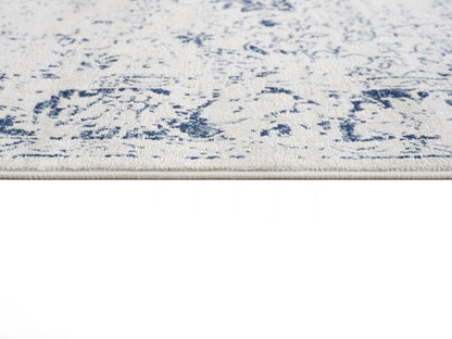 Naveen Floral Medallion Contemporary Navy Blue and Cream Indoor Rug-27
