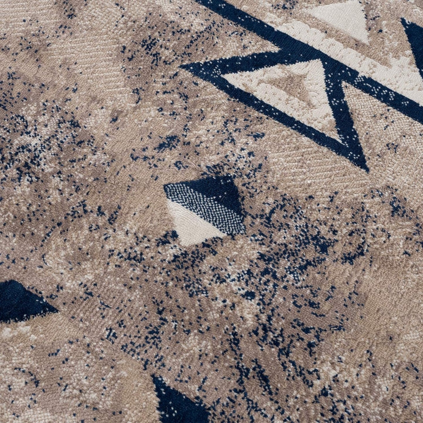 Nava Southwestern Contemporary Blue and Beige Indoor Rug